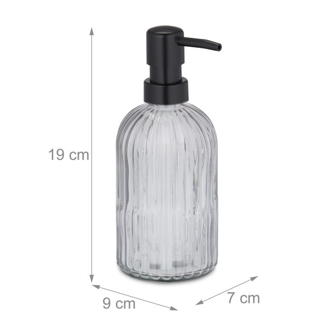 Glerflaska svarglær með pumpu 500ml