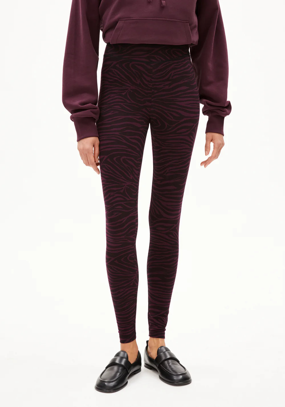 FARIBAA LEGGINGS LÍFRÆN BÓMULL ZEBRAA DARK CRANBERRY