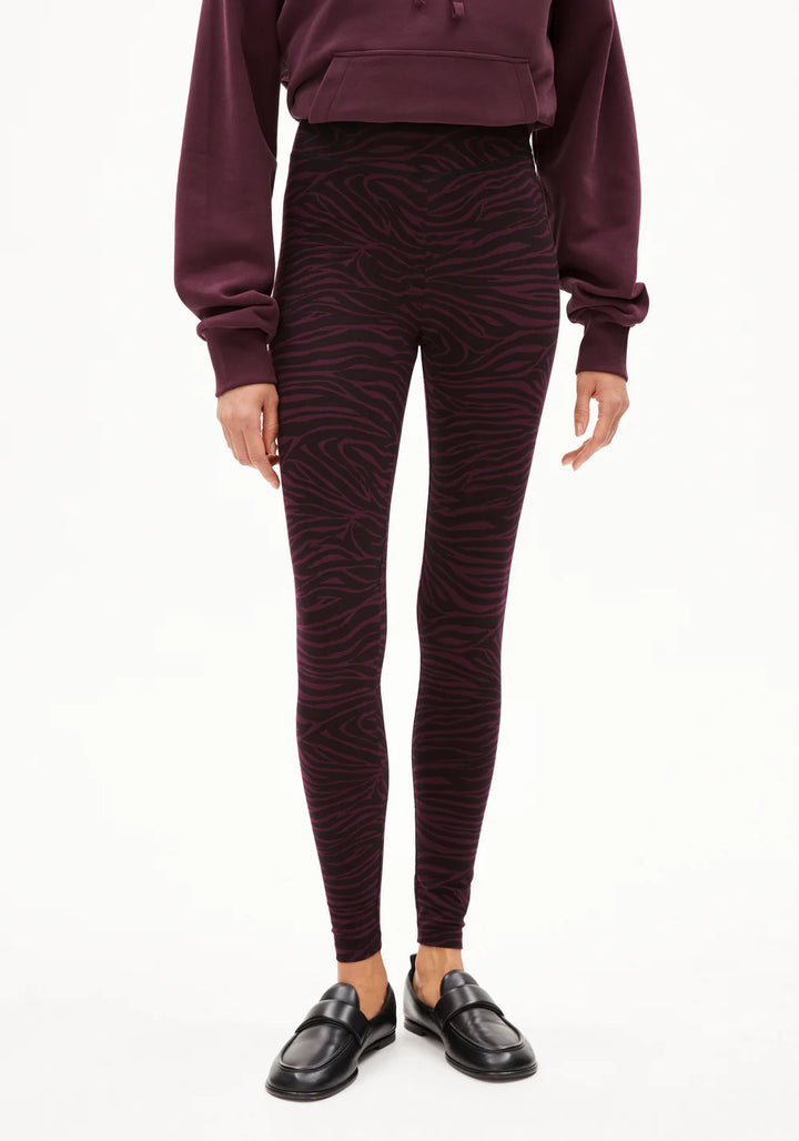 FARIBAA LEGGINGS LÍFRÆN BÓMULL ZEBRAA DARK CRANBERRY