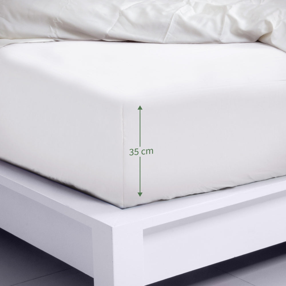 Bambus Lak / Fitted Sheet - White