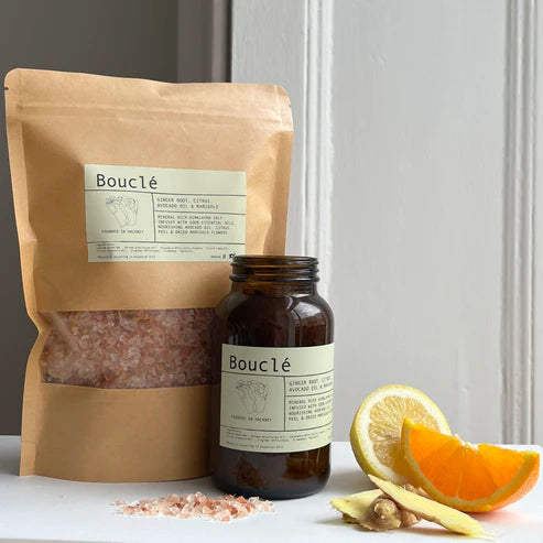 Baðsalt í krukku 250 gr - engiferrót, sítrus, avókadóolía & morgunfrú
