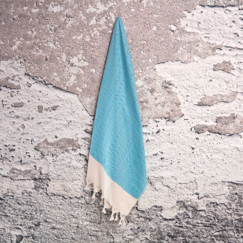 Herringbone Peshtemal handklæði - Túrkís