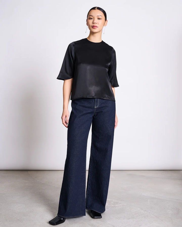 TACNA WIDE LEG GALLABUXUR DARK BLUE DENIM