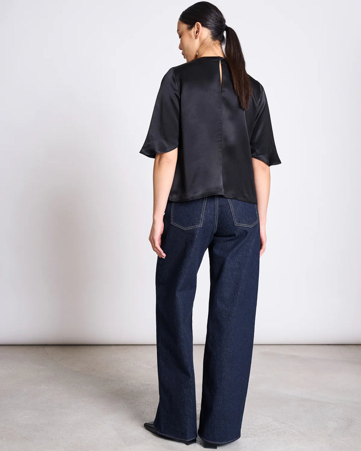 TACNA WIDE LEG GALLABUXUR DARK BLUE DENIM