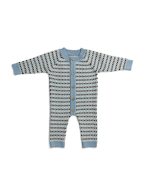 PRJÓNAÐUR ULLARHEILGALLI GRAFIC LIGHT BLUE