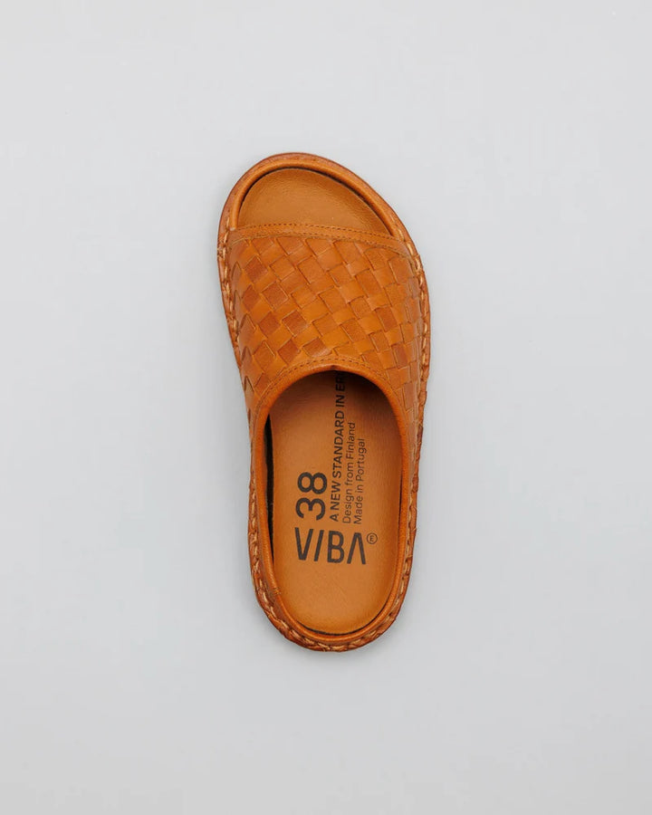 SAINT TROPEZ LEATHER COGNAC WOVEN