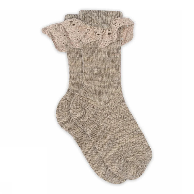 Lea socks - lace - light brown melange