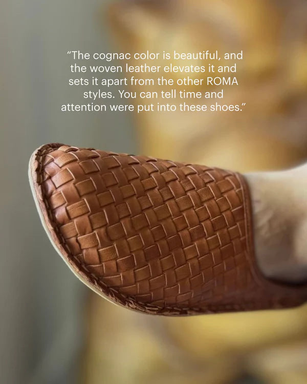 ROMA WOVEN LEATHER COGNAC BROWN