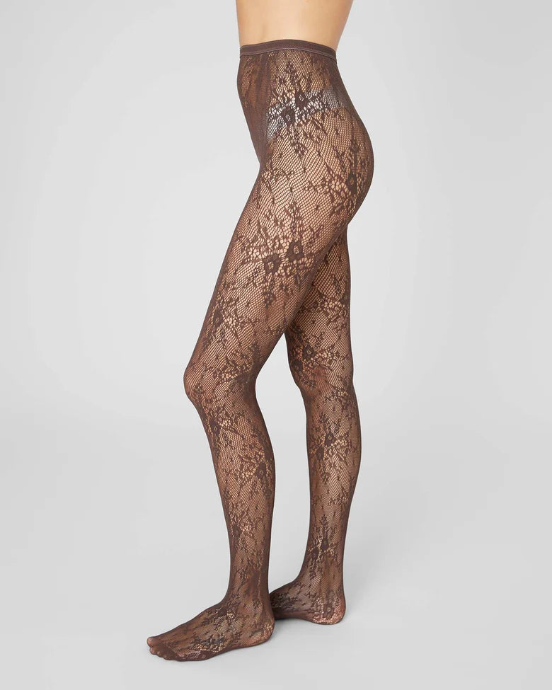 ROSA LACE SOKKABUXUR DARK BROWN