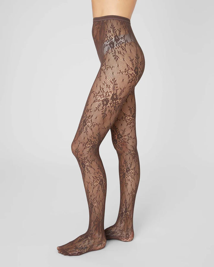 ROSA LACE SOKKABUXUR DARK BROWN