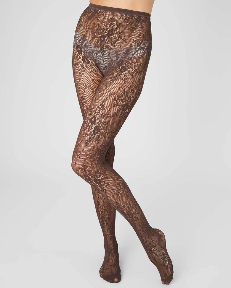 ROSA LACE SOKKABUXUR DARK BROWN