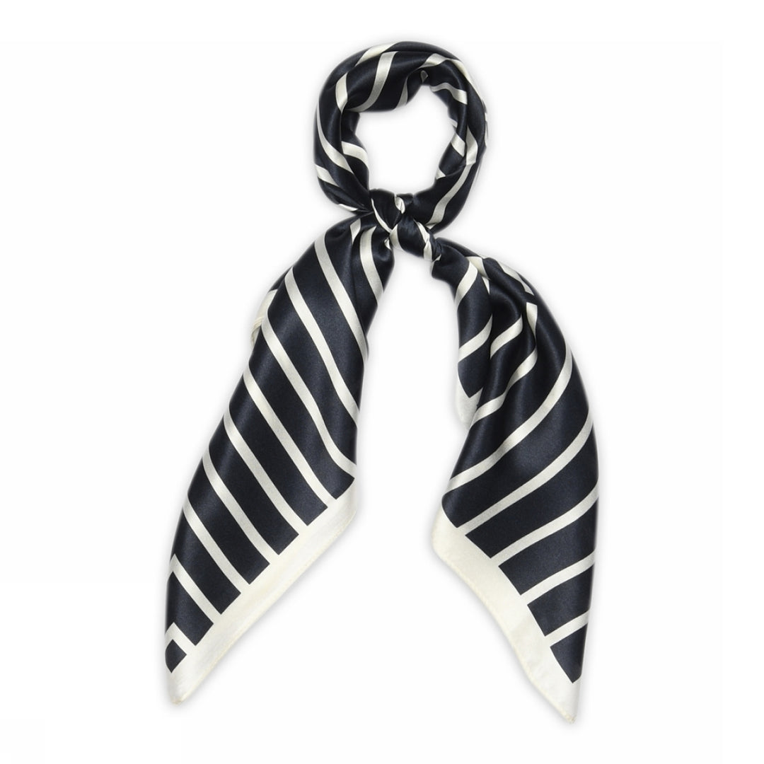 Lines silk scarf - Navy
