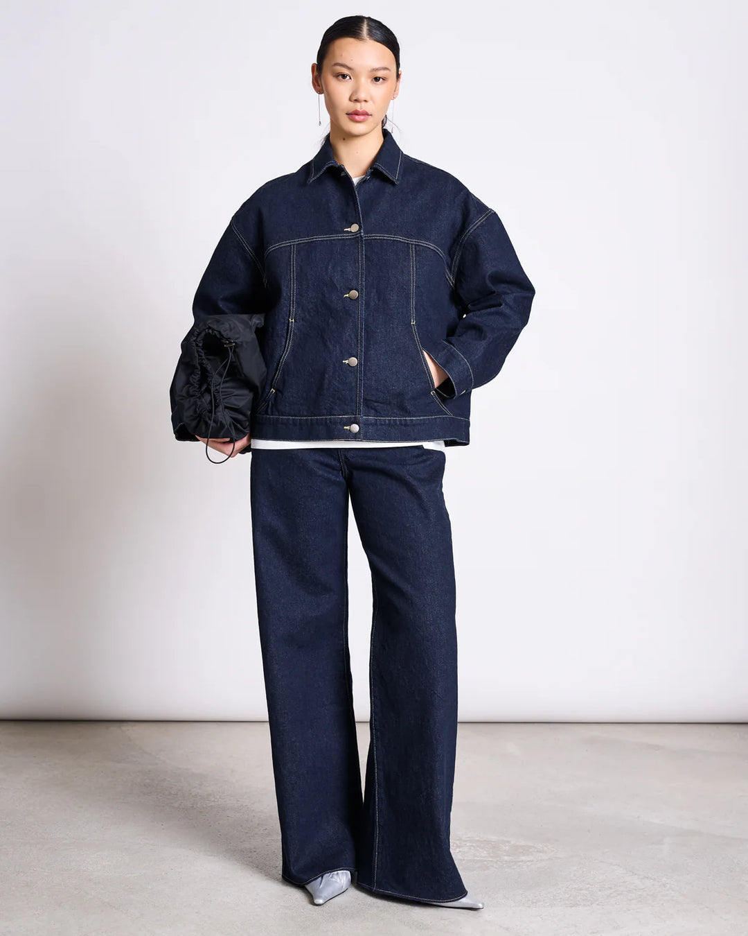 TACNA WIDE LEG GALLABUXUR DARK BLUE DENIM