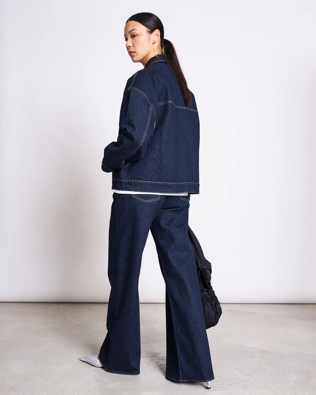 TACNA WIDE LEG GALLABUXUR DARK BLUE DENIM
