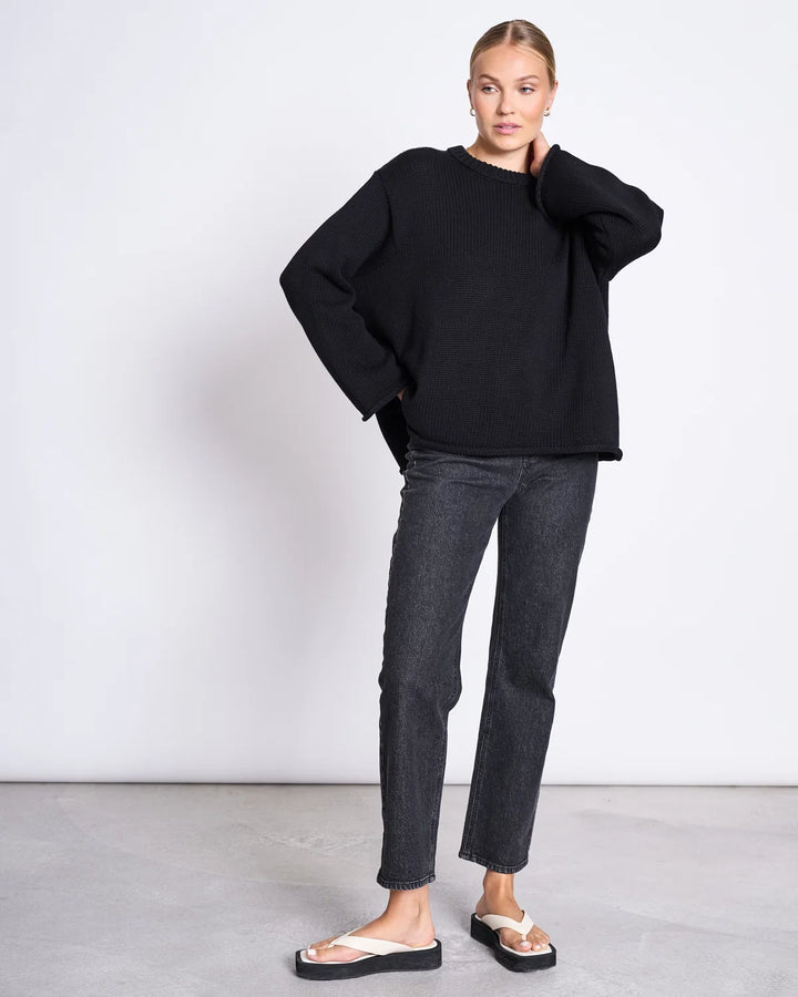 SONA HEAVY KNIT PEYSA LÍFRÆN BÓMULL SVÖRT