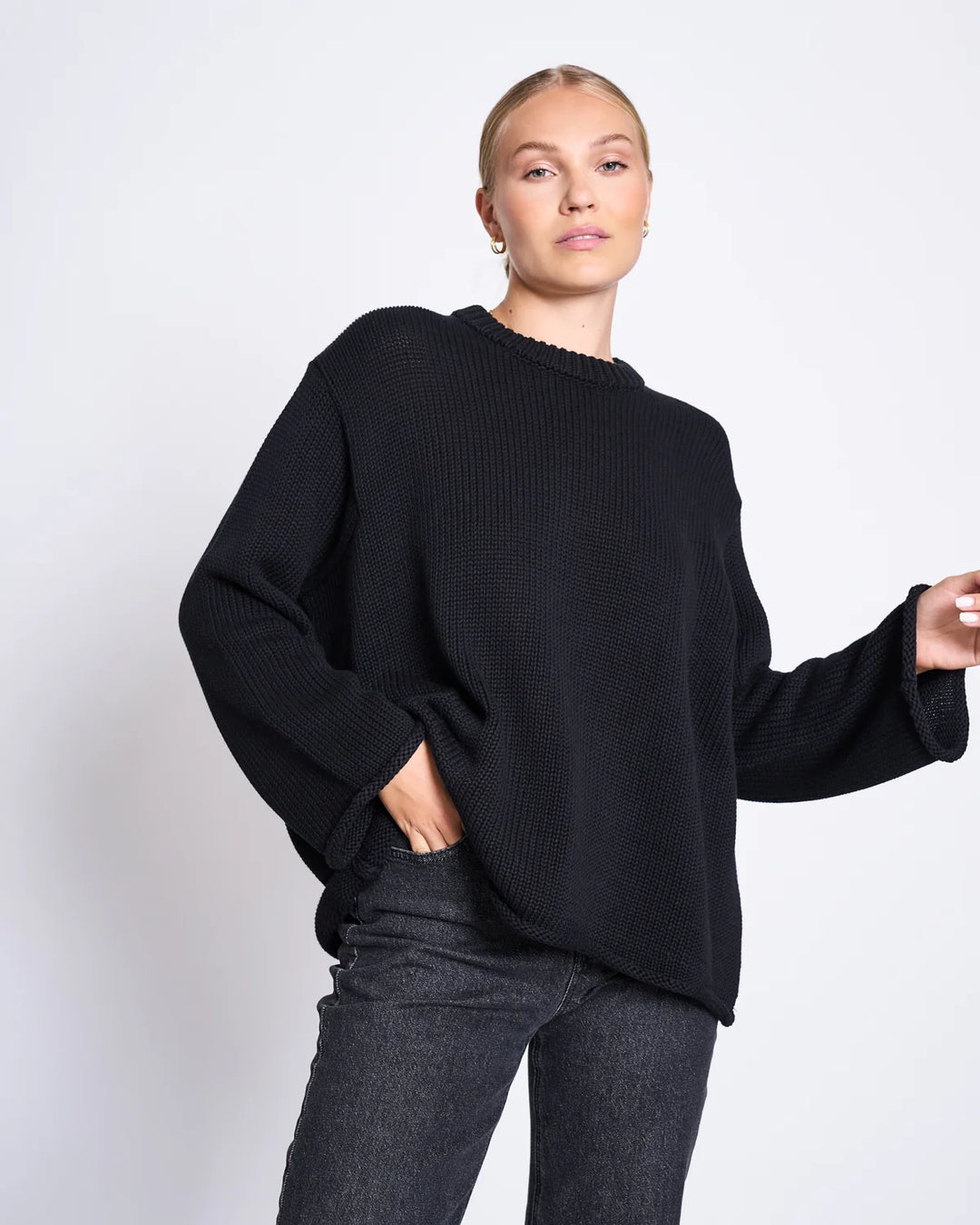 SONA HEAVY KNIT PEYSA LÍFRÆN BÓMULL SVÖRT