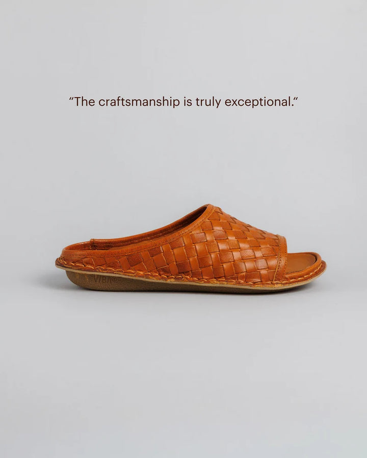 SAINT TROPEZ LEATHER COGNAC WOVEN