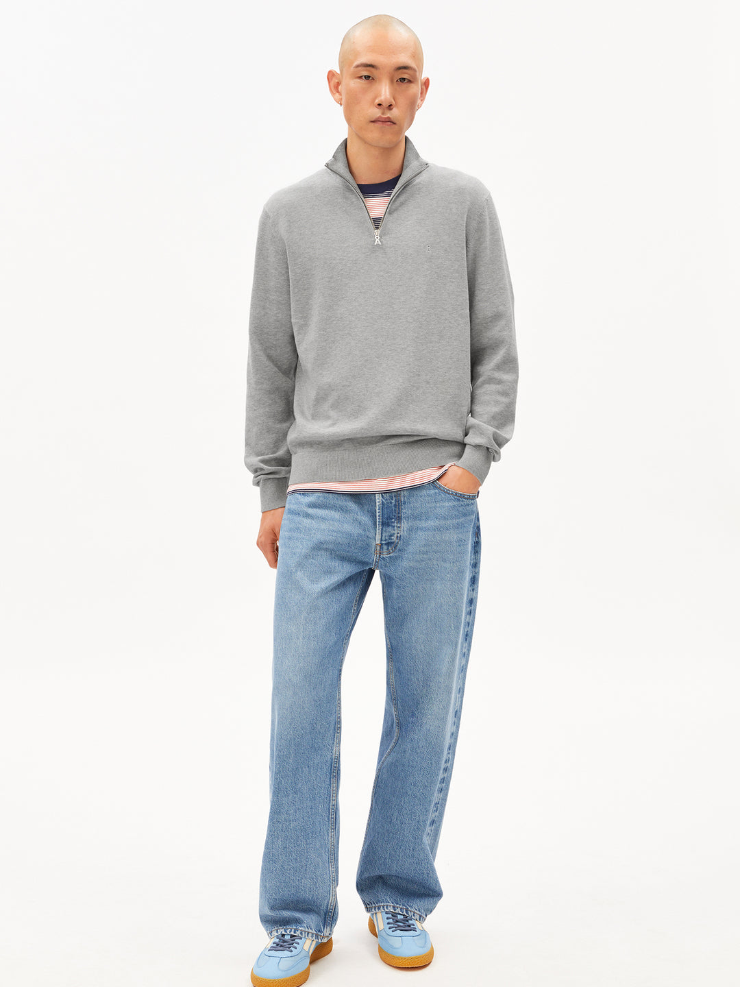 FAABES HALF ZIP KNIT PEYSA SILVER MELANGE