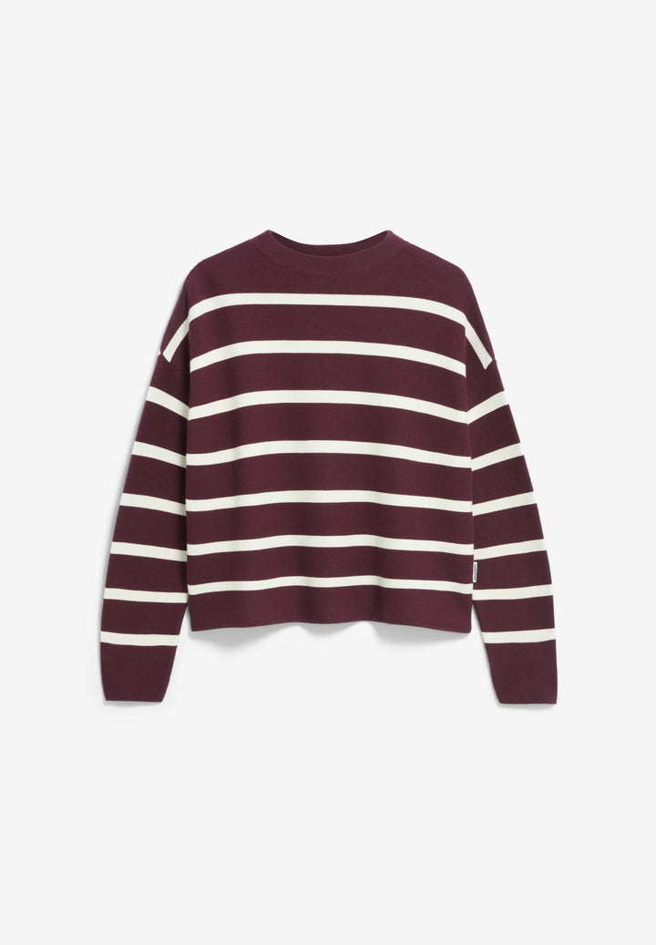 MERINAA STRIPES PEYSA DARK CRANBERRY - OATMILK