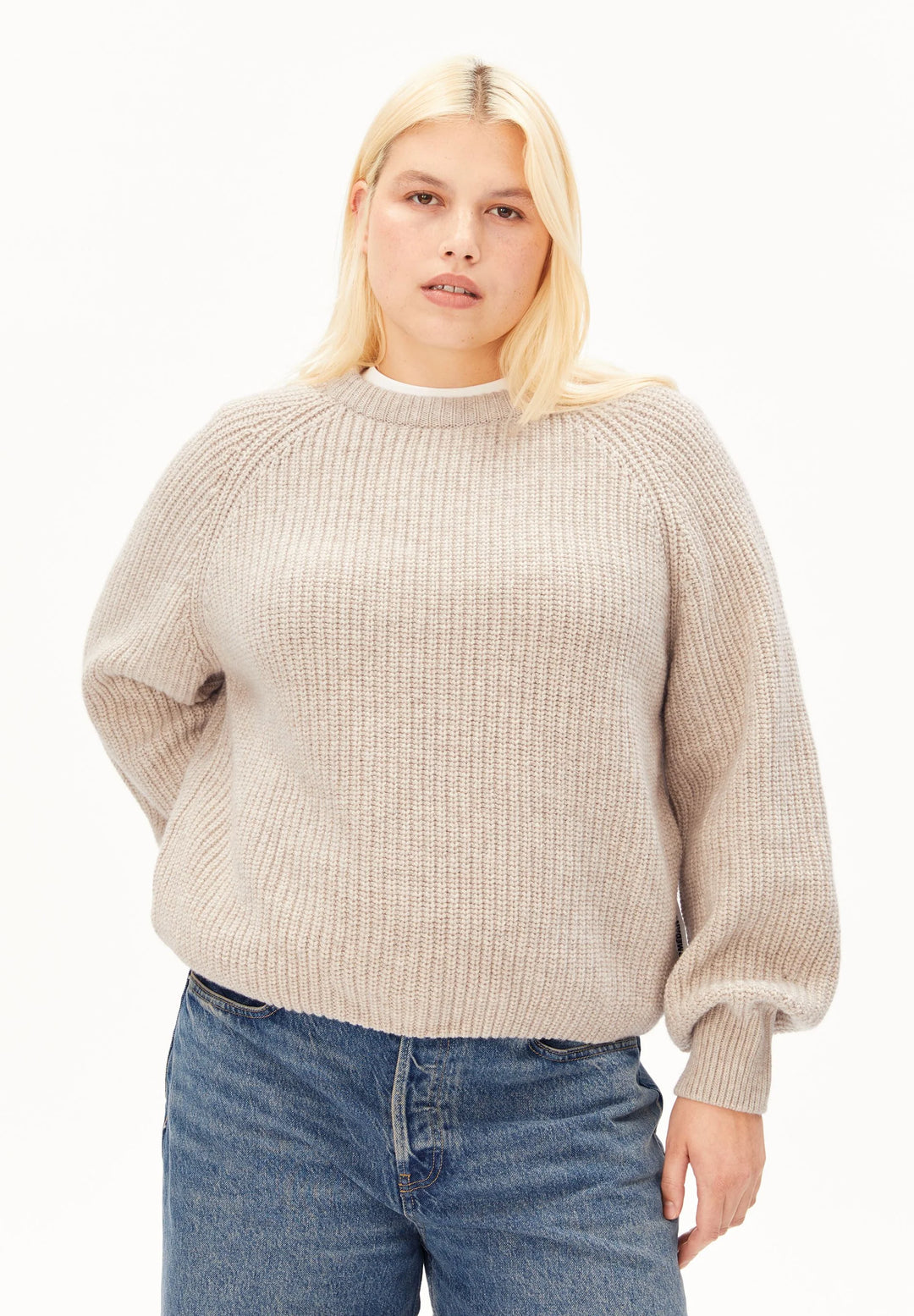 RIBBED KNIT PEYSA Organic wool blend HONEY MELANGE