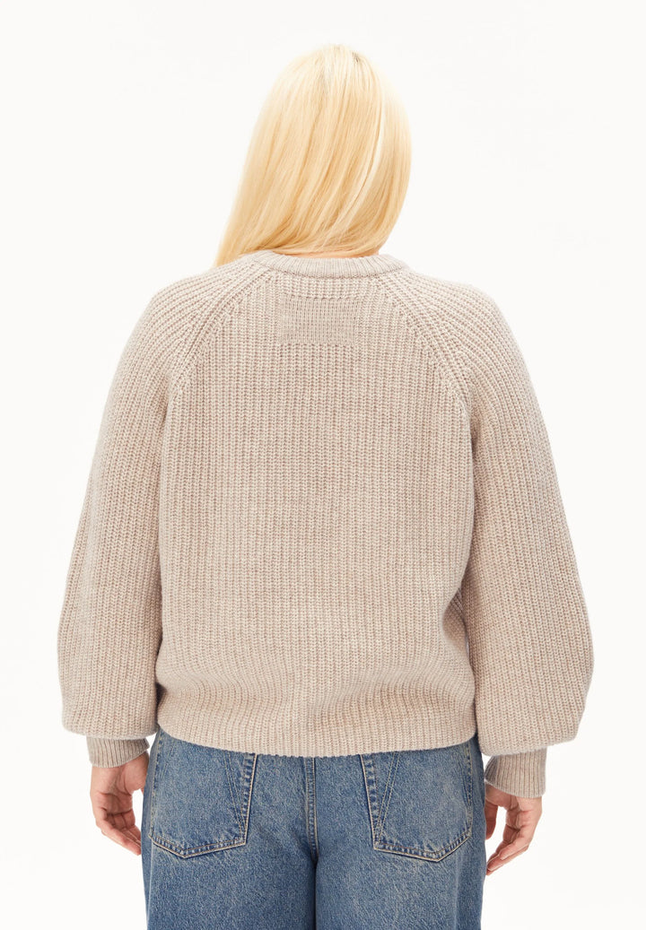 RIBBED KNIT PEYSA Organic wool blend HONEY MELANGE