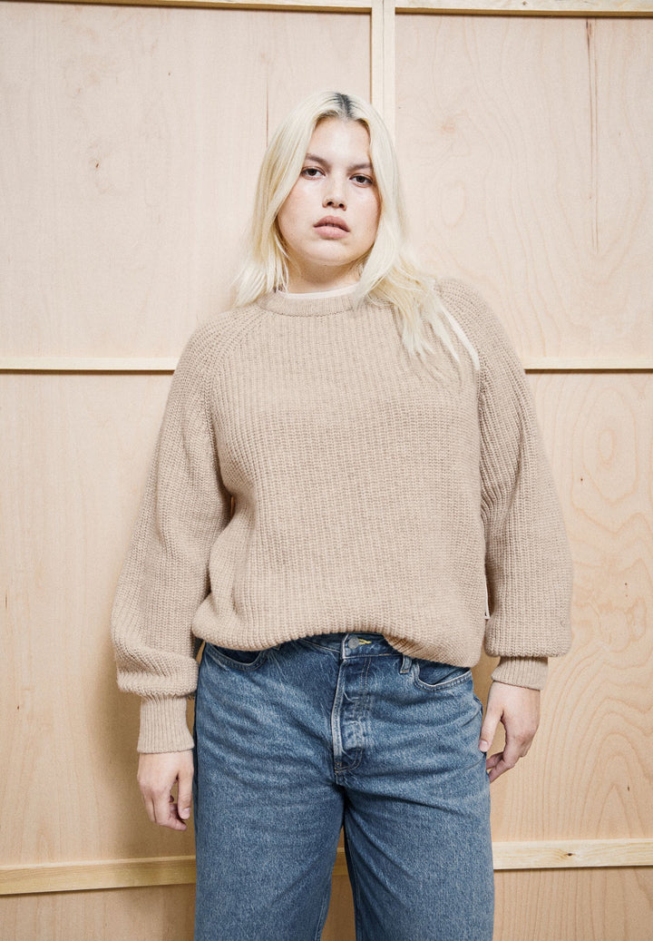 RIBBED KNIT PEYSA Organic wool blend HONEY MELANGE