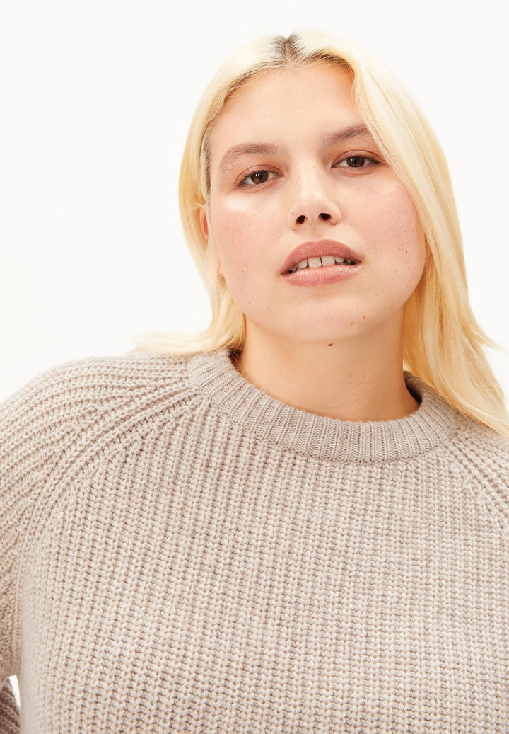 RIBBED KNIT PEYSA Organic wool blend HONEY MELANGE
