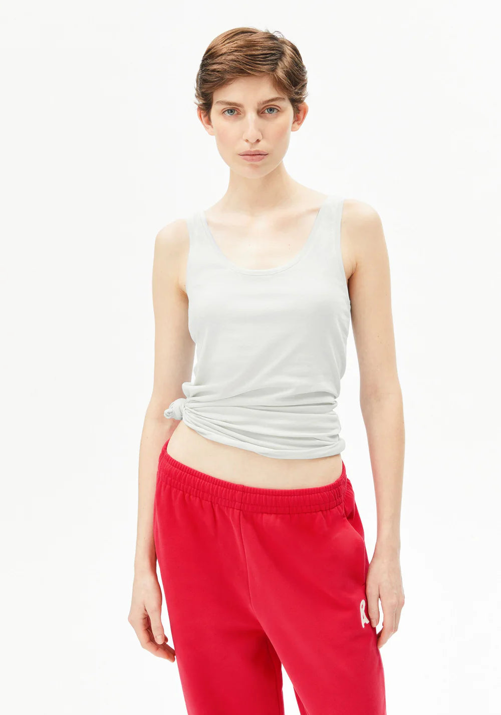 JERSEY TOP HLÝRABOLUR ÚR LÍFRÆNNI BÓMULL OFF WHITE