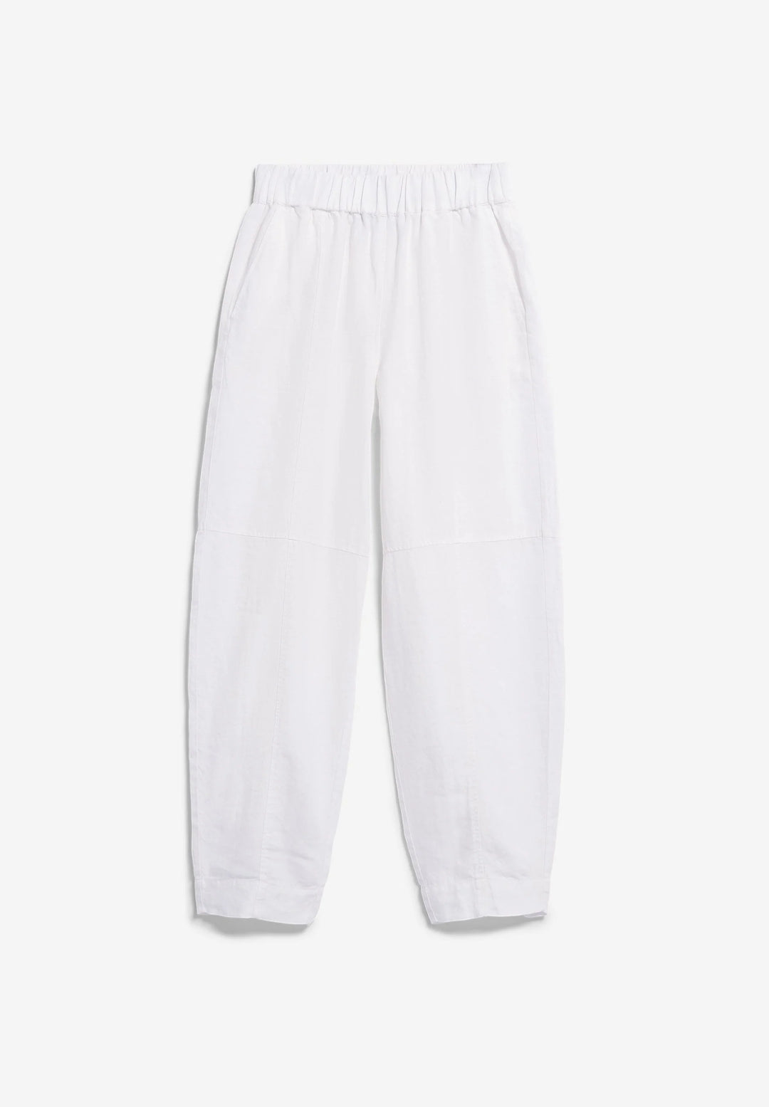 PURE LINEN PULL ON BARREL PANT WHITE