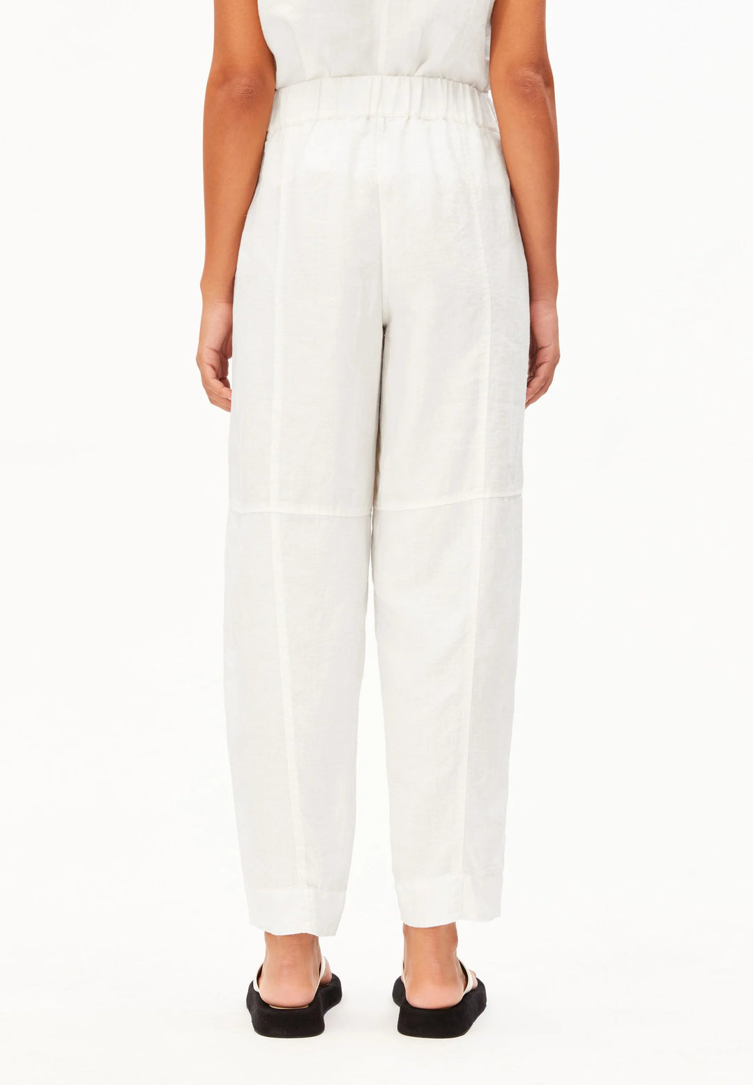 PURE LINEN PULL ON BARREL PANT WHITE