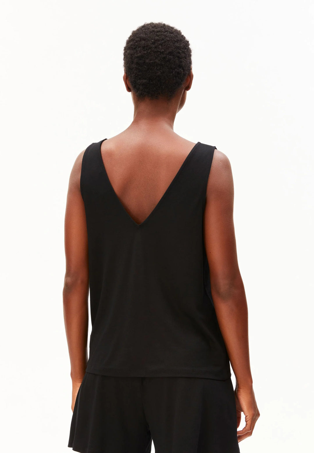 V-NECK JERSEY TOP SVARTUR