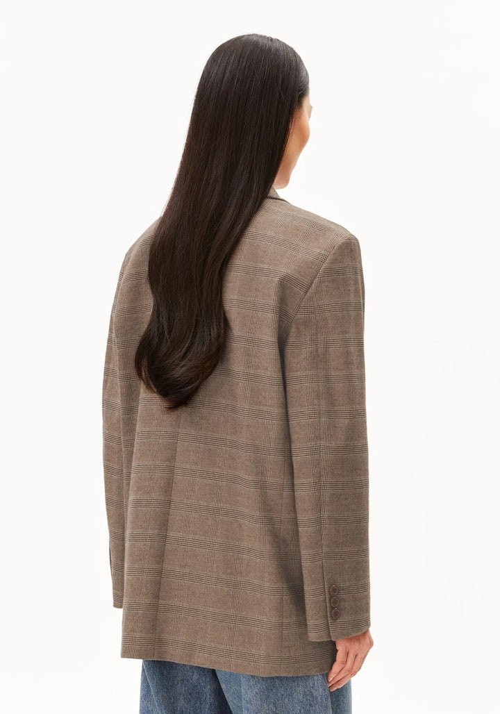 CHECK OVERSIZED BLAZER CLAYSTONE/SAND STONE