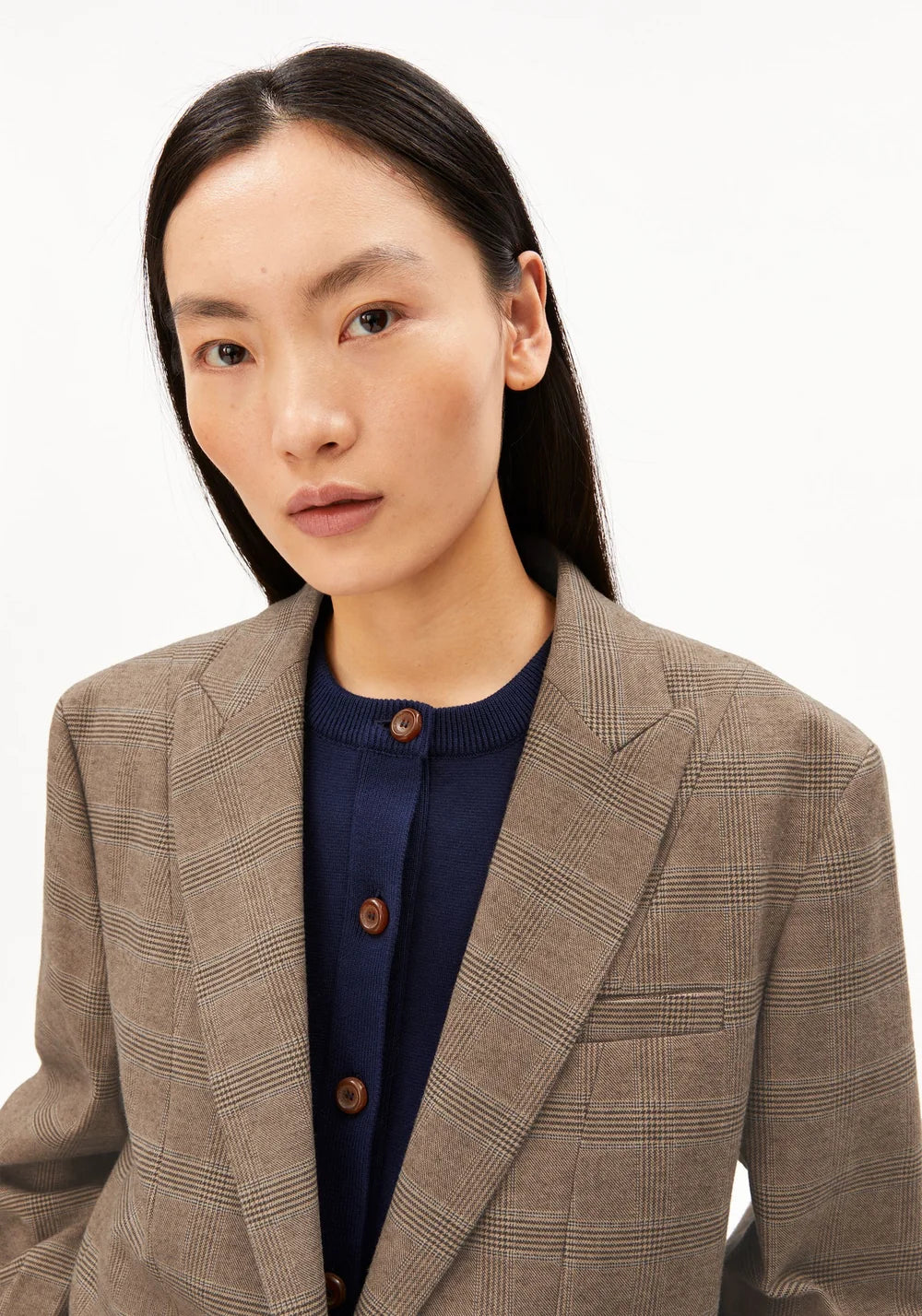 CHECK OVERSIZED BLAZER CLAYSTONE/SAND STONE