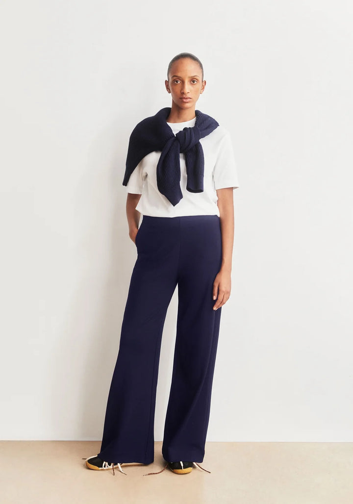 BASIC JERSEY WIDE LEG PANT TINTED NAVY