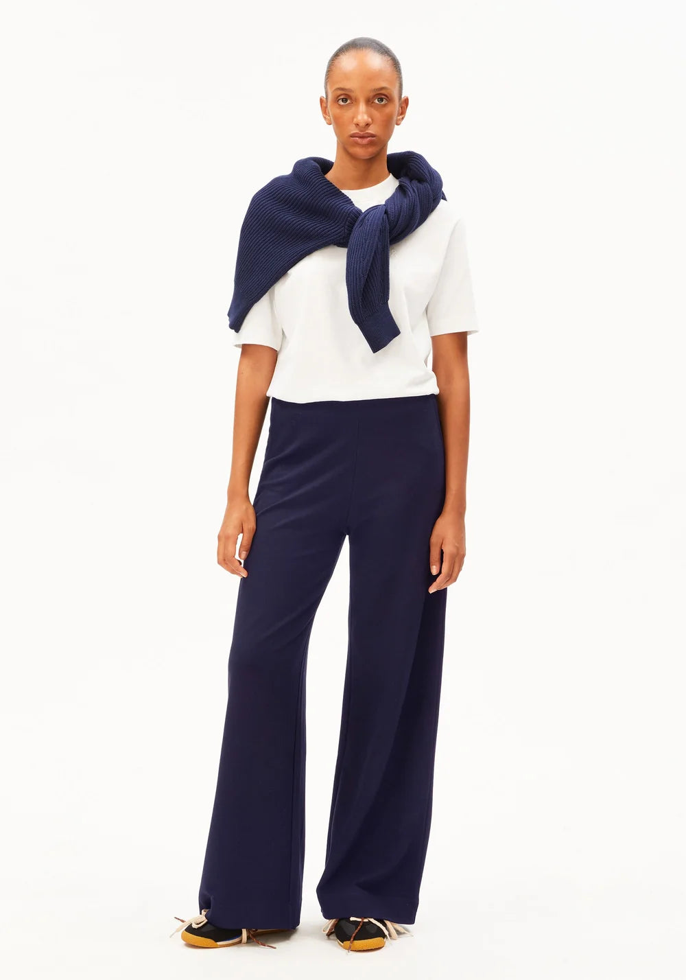 BASIC JERSEY WIDE LEG PANT TINTED NAVY