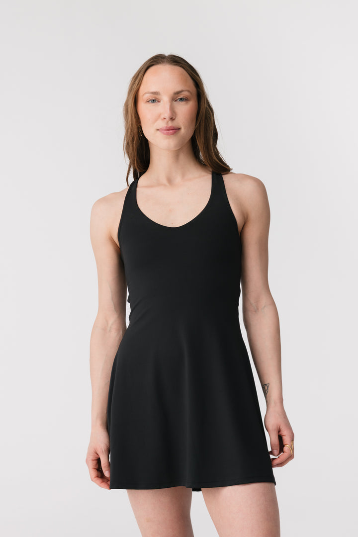 FLOAT LOLA V-NECK DRESS SVARTUR