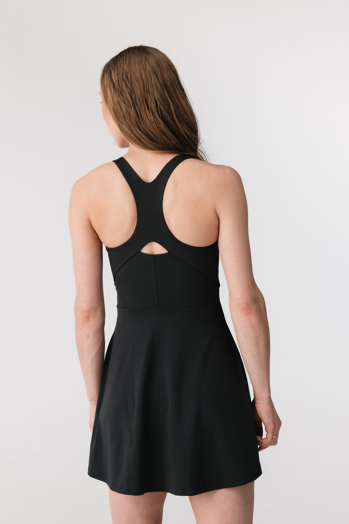 FLOAT LOLA V-NECK DRESS SVARTUR