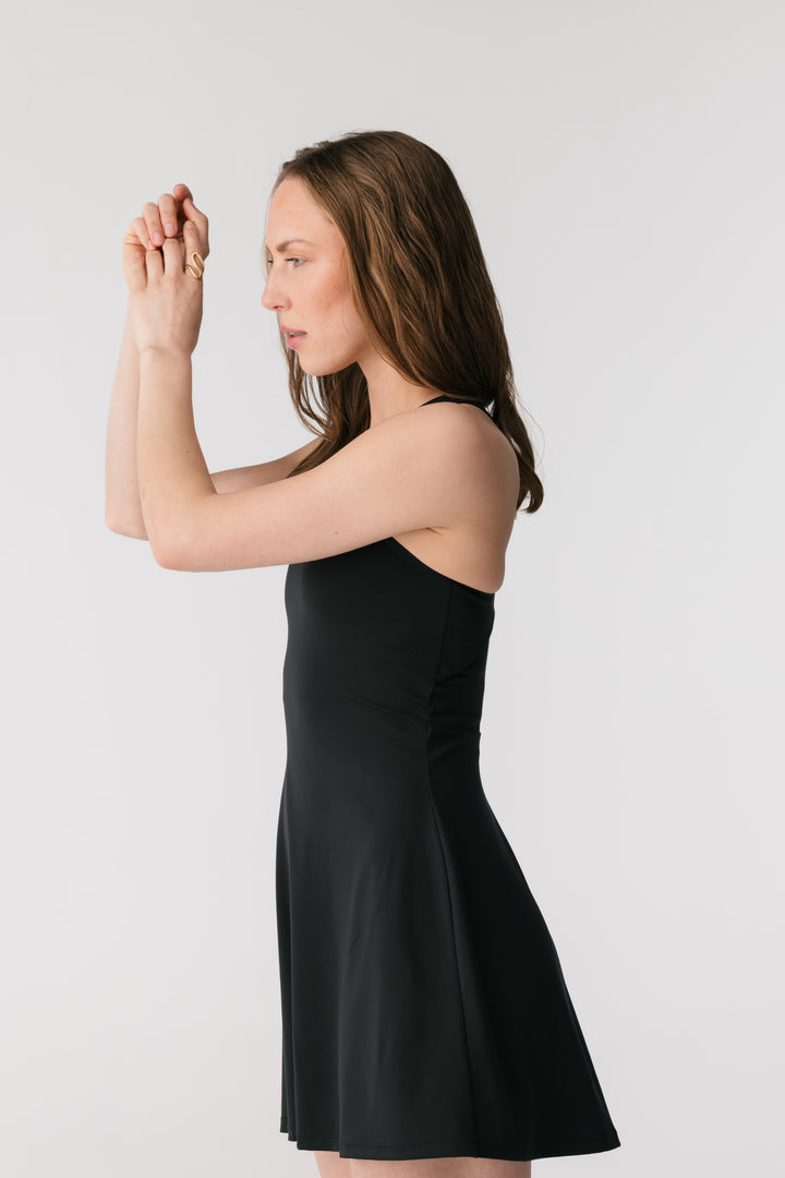 FLOAT LOLA V-NECK DRESS SVARTUR