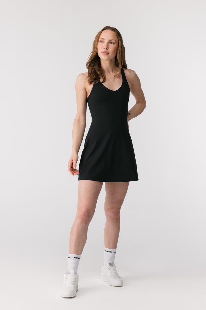 FLOAT LOLA V-NECK DRESS SVARTUR