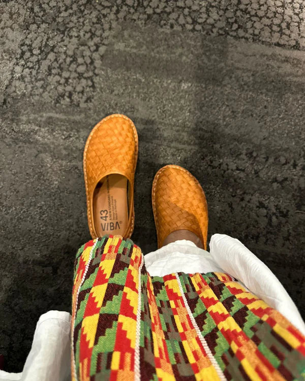 ROMA WOVEN LEATHER COGNAC BROWN