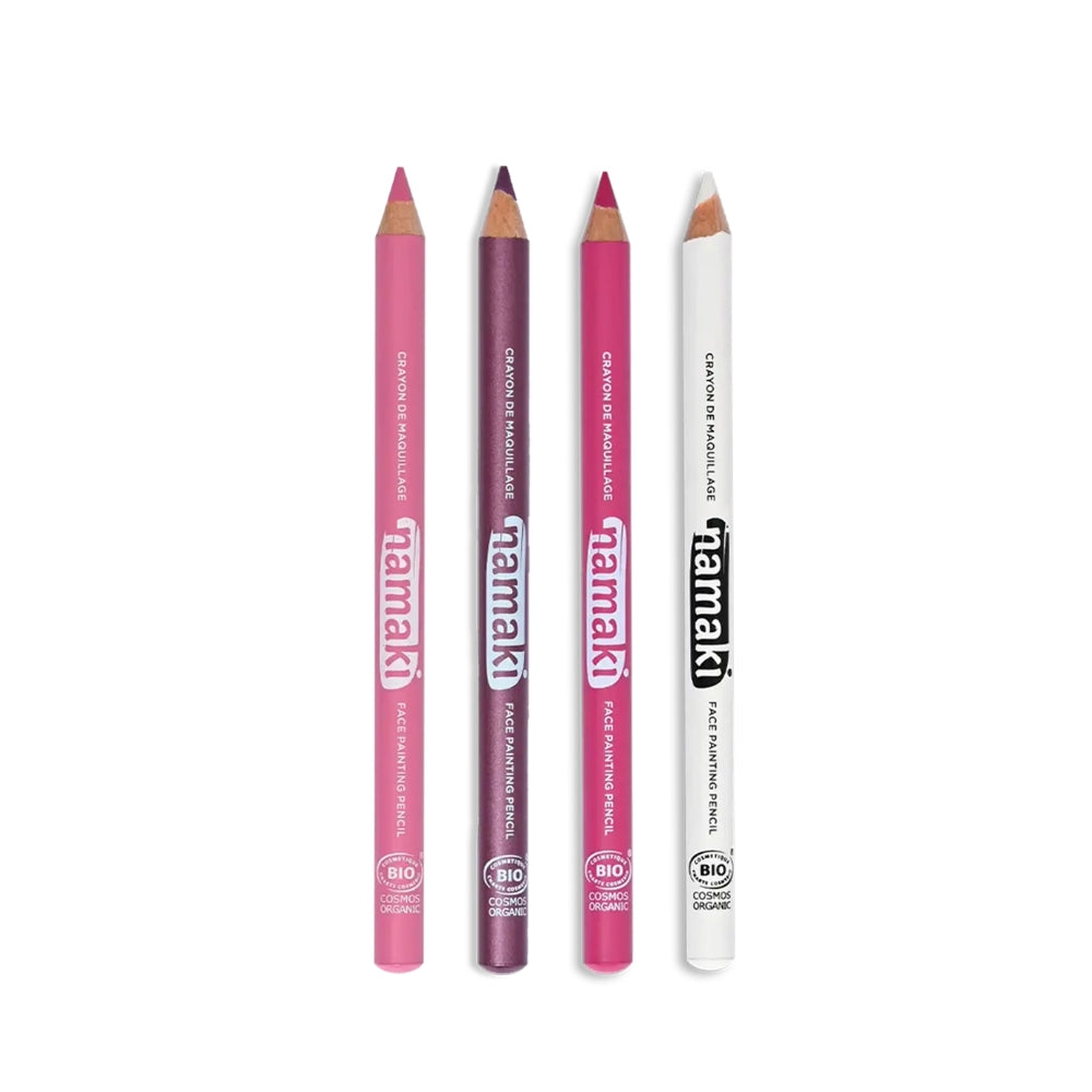 Andlitsblýantar sett: Ljósbleikur - bleikur - hvítur - fjólublár