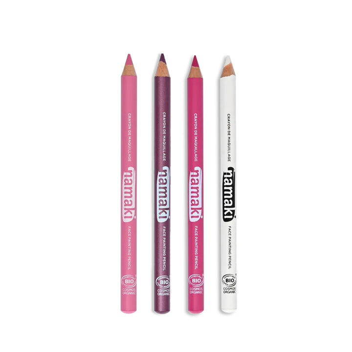 Andlitsblýantar sett: Ljósbleikur - bleikur - hvítur - fjólublár