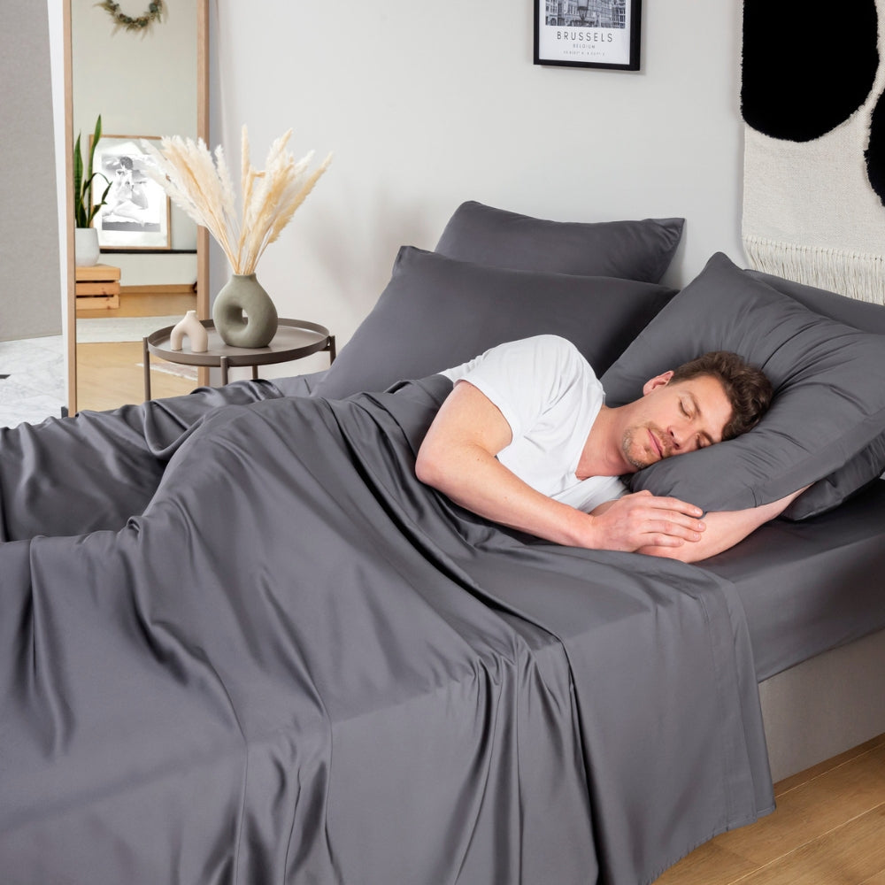 Bambus Lak / Fitted Sheet - Charcoal