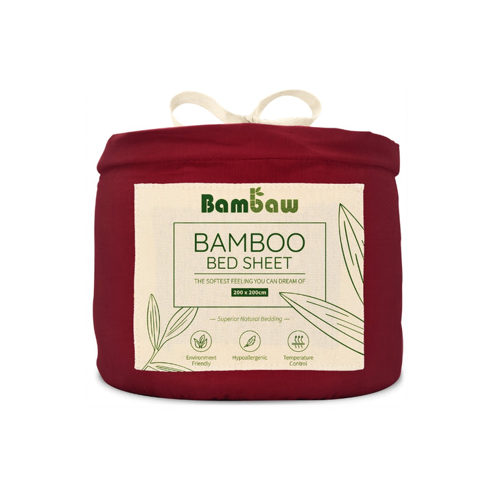 Bambus Lak / Fitted Sheet - Burgundy