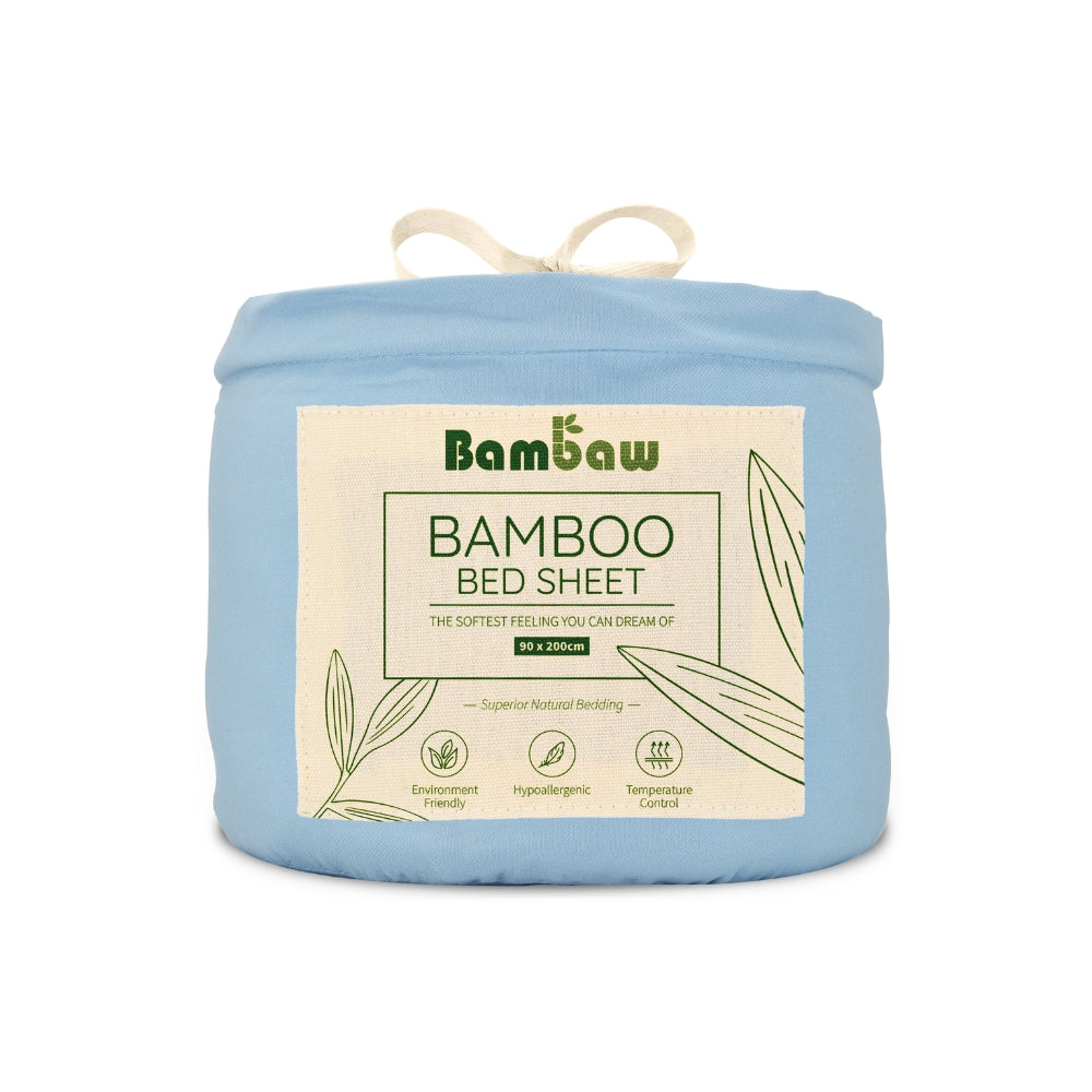 Bambus Lak / Fitted Sheet - Light Blue