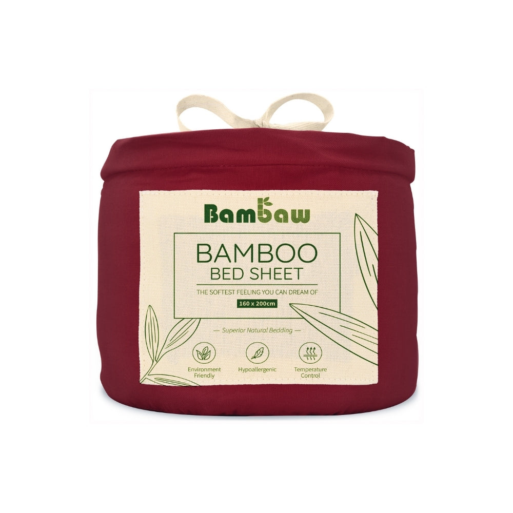 Bambus Lak / Fitted Sheet - Burgundy