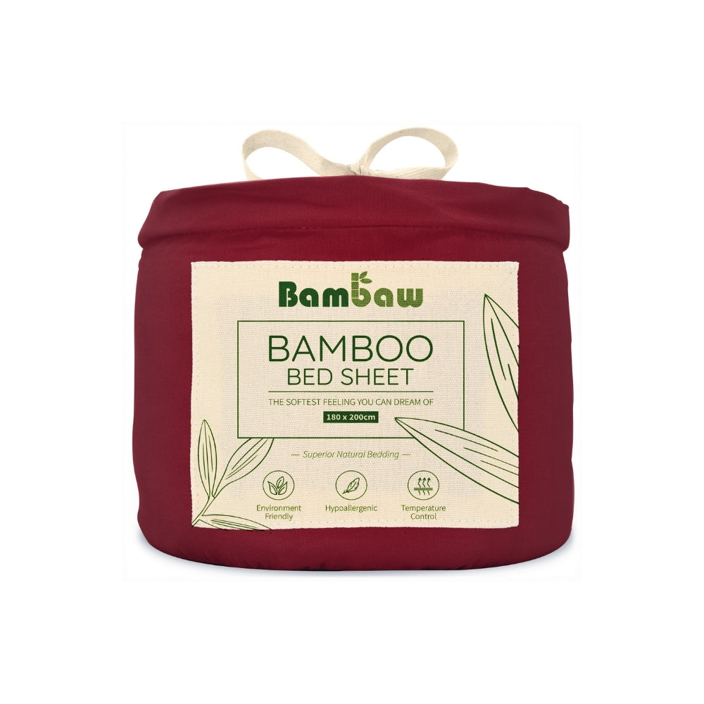 Bambus Lak / Fitted Sheet - Burgundy