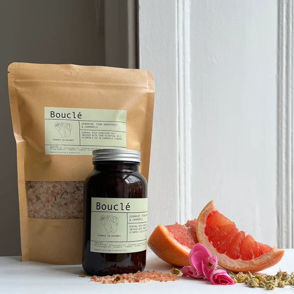 Baðsalt í poka 500gr - geranium, bleikt greipaldin og kamilla