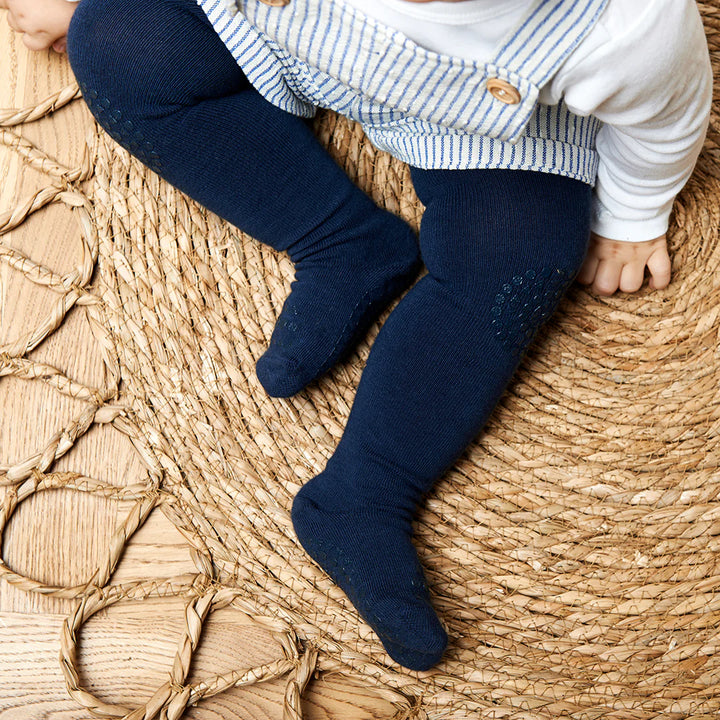 Skriðsokkabuxur úr lífrænni bómull navy blue