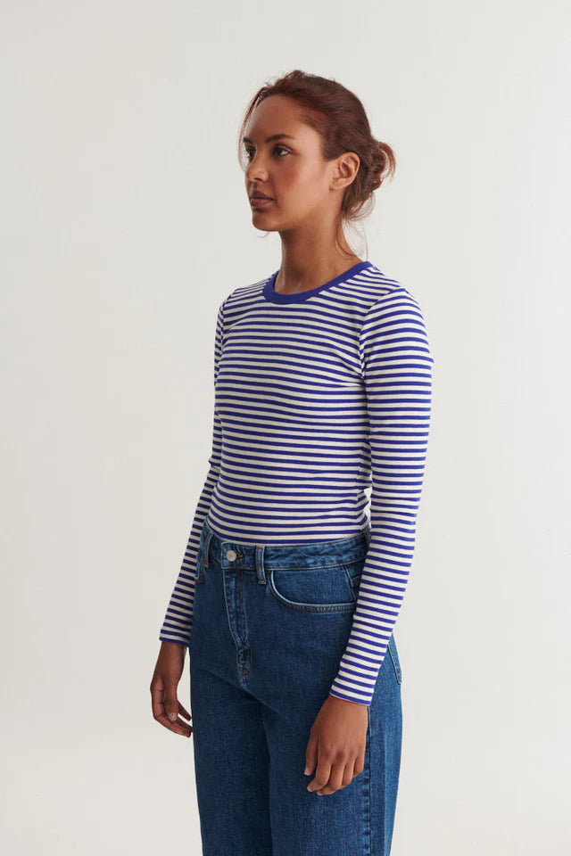 LUDMILLA BOLUR ÚR LÍFRÆNNI BÓMULL RÖNDÓTTUR SODALITE BLUE /WHISPER WHITE